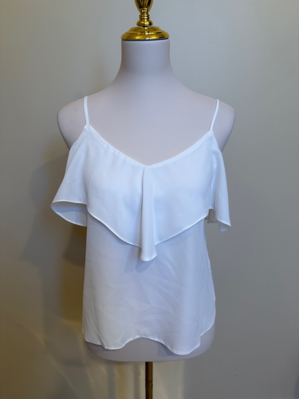 ASOS White Ruffle Cami Top Open Back Flowy Blouse Size 6